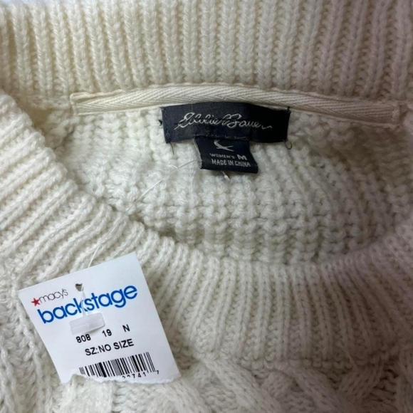 NWT Eddie Bauer Knit Pullover Sweater, Cream, Women's Medium - Picture 4 of 5
